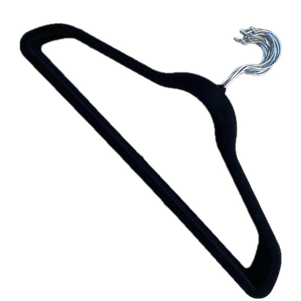 Black Velvet Slim Flocked Hangers 12-pack